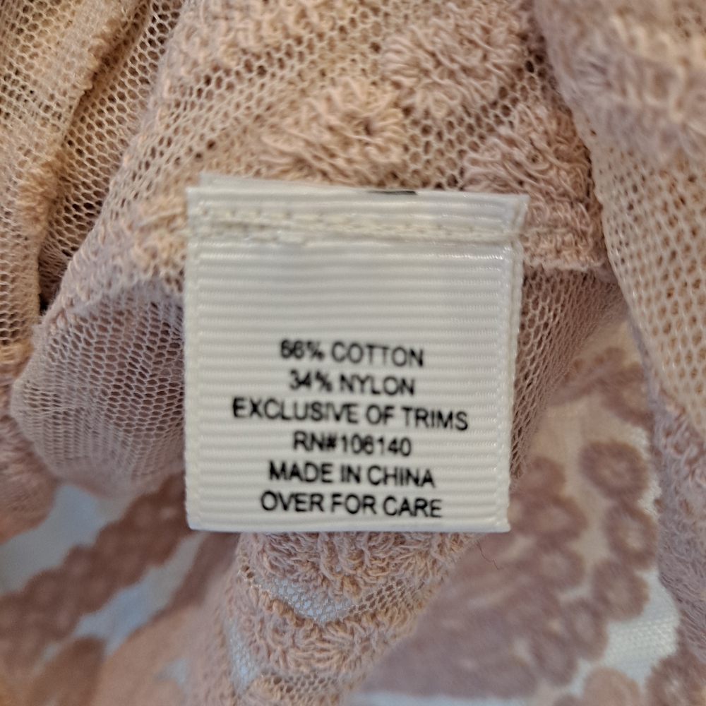 Ultra Pink Blush Dusty Rose Embroidered Sheer Lace Scoop-Neck Blouse - Picture 12 of 12